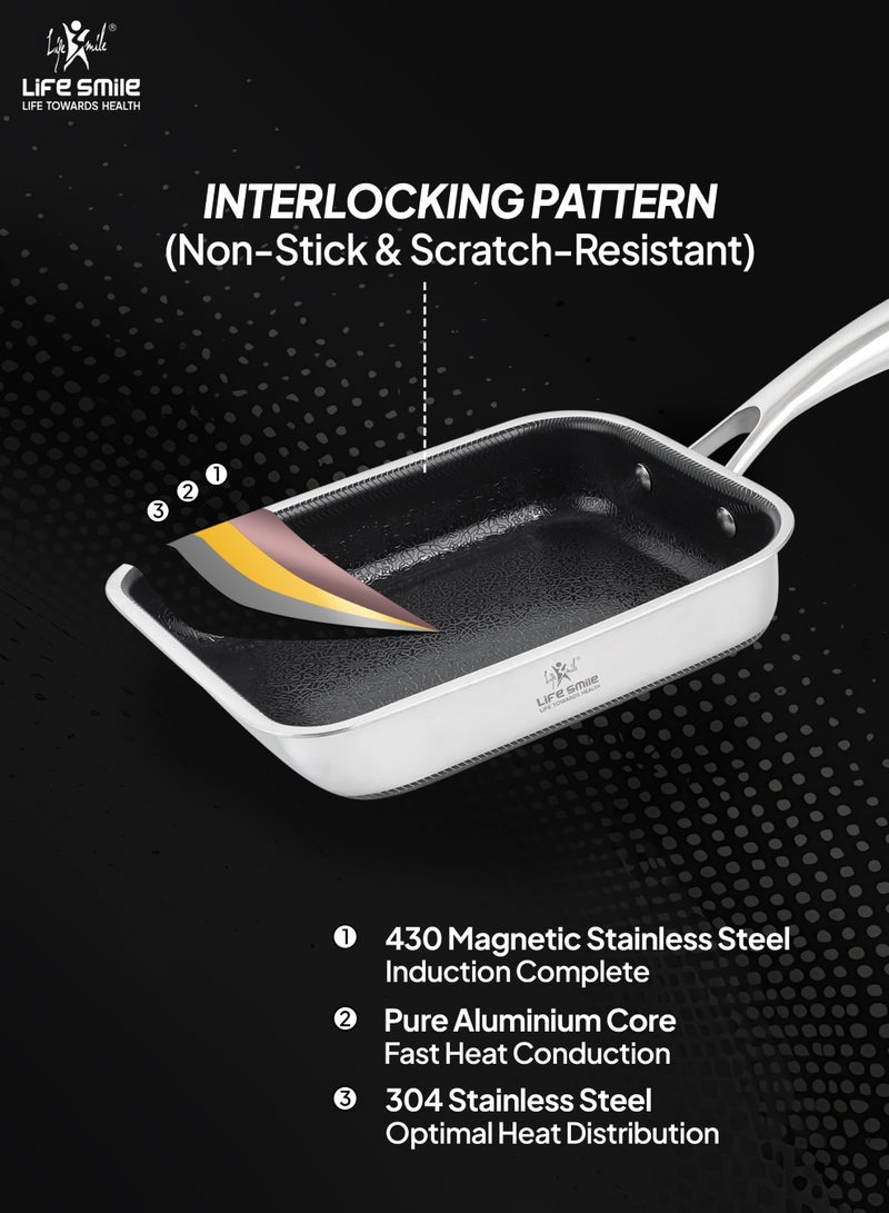 Life Smile 15cm Hybrid Stainless Steel Egg Fry Pan (1.2L) – Non-Stick, Induction Compatible, Scratch-Resistant - Image 4